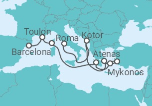Itinerário do Cruzeiro Montenegro, Grécia, Turquia, França - Princess Cruises