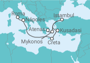 Itinerário do Cruzeiro Itália, Grécia, Turquia - Princess Cruises