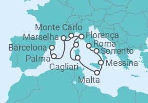 Itinerário do Cruzeiro De Civitavecchia (Roma) a Barcelona - Oceania Cruises