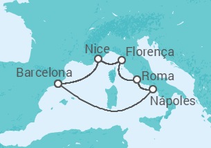 Itinerário do Cruzeiro Itália, França - Disney Cruise Line