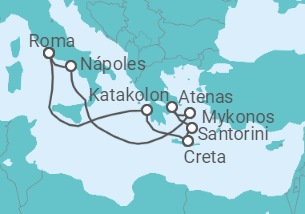 Itinerário do Cruzeiro Grécia, Itália - Disney Cruise Line