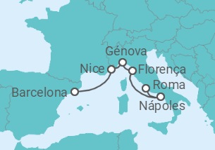 Itinerário do Cruzeiro França, Itália - Disney Cruise Line