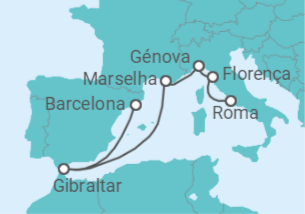 Itinerário do Cruzeiro Costa Azul desde Barcelona - Princess Cruises