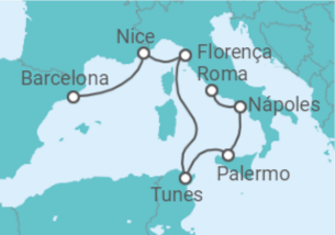 Itinerário do Cruzeiro França, Itália, Tunísia - Holland America Line
