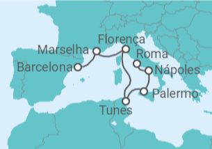 Itinerário do Cruzeiro Itália, Tunísia, França - Holland America Line