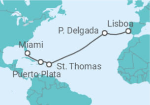 Itinerário do Cruzeiro De Lisboa a Miami - NCL Norwegian Cruise Line