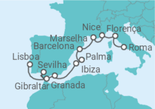 Itinerário do Cruzeiro De Lisboa a Roma 2024 - NCL Norwegian Cruise Line
