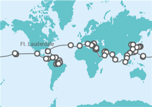 Itinerário do Cruzeiro Volta ao mundo - Holland America Line