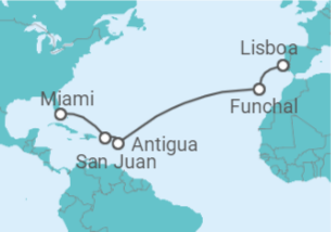 Itinerário do Cruzeiro De Lisboa a Miami - Oceania Cruises
