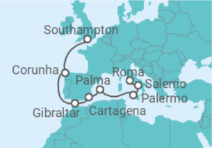 Itinerário do Cruzeiro Espanha, Gibraltar, Itália - Princess Cruises