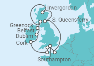 Itinerário do Cruzeiro Ilhas Britânicas - Princess Cruises