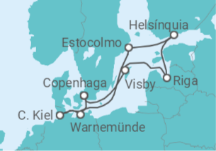 Itinerário do Cruzeiro Suécia, Letónia, Finlândia, Alemanha - Holland America Line
