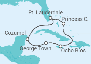 Itinerário do Cruzeiro Jamaica, Ilhas Caimão, México - Princess Cruises