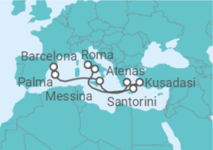 Itinerário do Cruzeiro Itália, Grécia, Turquia, Espanha - Princess Cruises