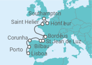 Itinerário do Cruzeiro Portugal, Espanha, França - Oceania Cruises