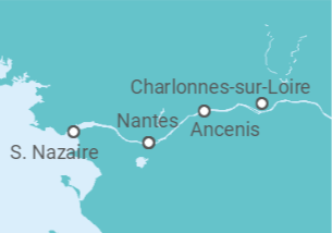 Itinerário do Cruzeiro Navidad entre castillos medievales en el Valle del Loira (formula puerto/puerto) - CroisiEurope