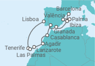 Itinerário do Cruzeiro De Lisboa a Barcelona - NCL Norwegian Cruise Line