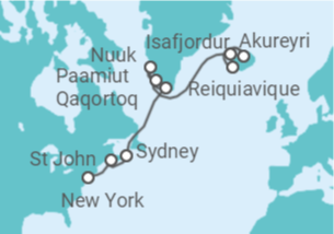 Itinerário do Cruzeiro De Reiquiavique a Nova Iorque (EUA) - Explora Journeys