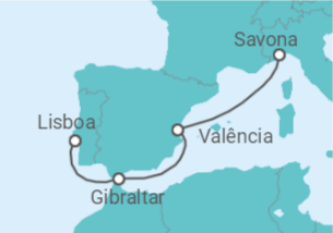 Itinerário do Cruzeiro De Lisboa a Savona - Costa Cruzeiros