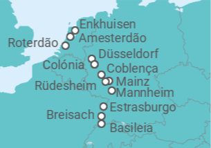 Itinerário do Cruzeiro 12-Tage Köln-Amsterdam-Mainz-Basel-Köln (*) - Nicko Cruises