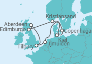 Itinerário do Cruzeiro Una vez alrededor del mar del Norte - Nicko Cruises