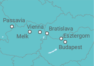 Itinerário do Cruzeiro Passau • Wien •  Esztergom • Budapest • Passau - Nicko Cruises