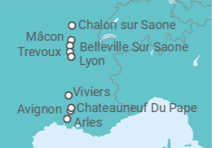 Itinerário do Cruzeiro Lyon • Chalon • Arles • Lyon & Anschlussprogramm Burgund - Nicko Cruises