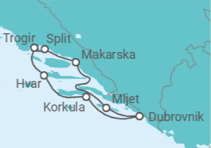 Itinerário do Cruzeiro Trogir • Split • Makarska • Dubrovnik • Hvar • Trogir - Nicko Cruises