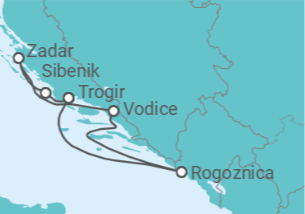 Itinerário do Cruzeiro Trogir • Šibenik • Kornaten • Zadar • Trogir - Nicko Cruises