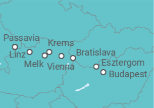 Itinerário do Cruzeiro Passau • Wien • Budapest •  Bratislava • Passau - Nicko Cruises