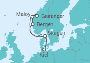 Itinerário do Cruzeiro Destinos de ensueño en la costa oeste de Noruega - Nicko Cruises