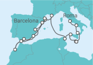 Itinerário do Cruzeiro De Civitavecchia (Roma) a Barcelona - Seabourn