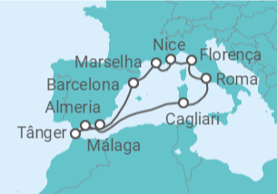 Itinerário do Cruzeiro Espanha, Itália, França - Holland America Line