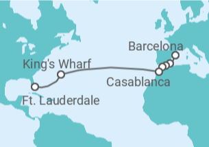 Itinerário do Cruzeiro Espanha, Gibraltar, Marrocos, Bermudas - Holland America Line