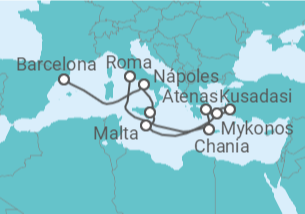 Itinerário do Cruzeiro Grécia, Turquia, Malta, Itália - Disney Cruise Line
