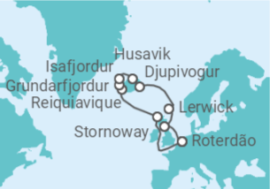 Itinerário do Cruzeiro Islândia, Reino Unido - Holland America Line