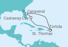 Itinerário do Cruzeiro Ilhas Virgens Britânicas, Ilhas Virgens Americanas - Disney Cruise Line