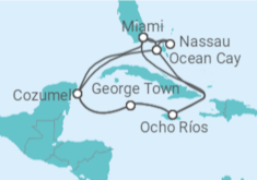 Itinerário do Cruzeiro Bahamas, Jamaica, Ilhas Caimão, México, EUA TI - MSC Cruzeiros