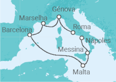 Itinerário do Cruzeiro Itália, Malta, Espanha, França - MSC Cruzeiros