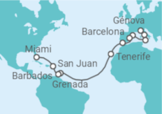 Itinerário do Cruzeiro De Génova a Miami (EUA) TI - MSC Cruzeiros