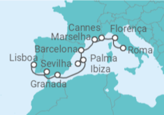 Itinerário do Cruzeiro Itália, França, Espanha - NCL Norwegian Cruise Line