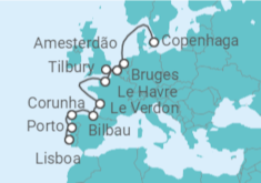 Itinerário do Cruzeiro Portugal, Espanha, França, Bélgica, Holanda - NCL Norwegian Cruise Line