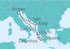 Itinerário do Cruzeiro Itália, Grécia, Montenegro, Croácia - Costa Cruzeiros