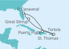 Itinerário do Cruzeiro Ilhas Virgens Americanas, Ilhas Virgens Britânicas - NCL Norwegian Cruise Line