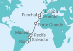 Itinerário do Cruzeiro Portugal, Espanha, Brasil - NCL Norwegian Cruise Line