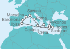 Itinerário do Cruzeiro França, Itália, Grécia, Espanha - Costa Cruzeiros
