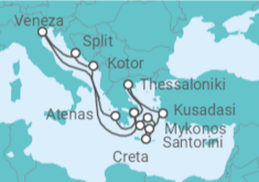 Itinerário do Cruzeiro Grécia, Turquia, Montenegro, Croácia, Itália - Celestyal Cruises