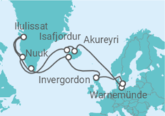 Itinerário do Cruzeiro Islândia, Gronelândia, Reino Unido, Dinamarca TI - MSC Cruzeiros