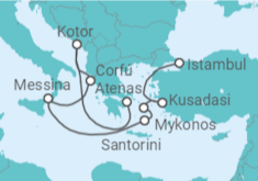 Itinerário do Cruzeiro Montenegro, Grécia, Itália, Turquia - Princess Cruises