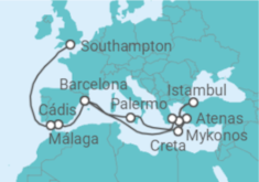 Itinerário do Cruzeiro De Barcelona a Southampton (Londres) - Cunard